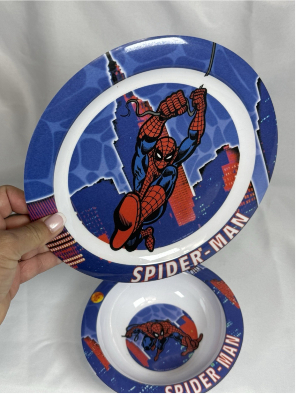 Trudeau Spider-Man Plastic Bowl & Plate Set Multicolor Shiny Kids Superhero
